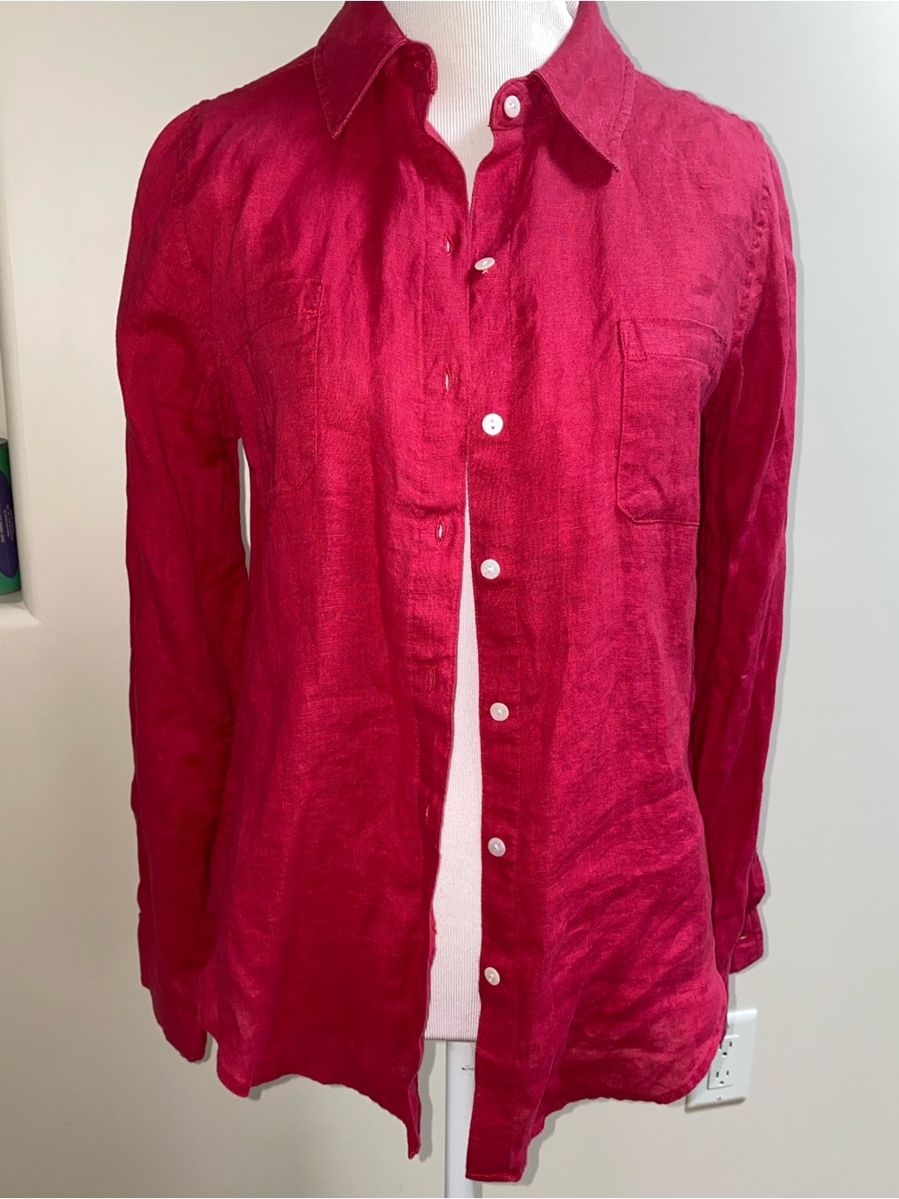 NWT Lilly Pulitzer Sea View Long-Sleeve Button-Down Shirt Malbec Red Size XS
